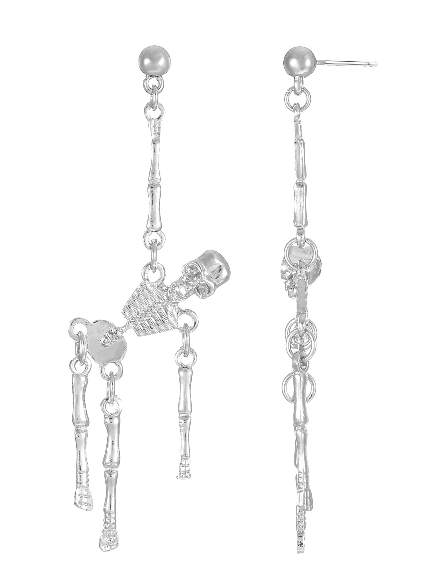 Way to Celebrate Skeleton Halloween Silver Dangle Earrings, 1 Pair