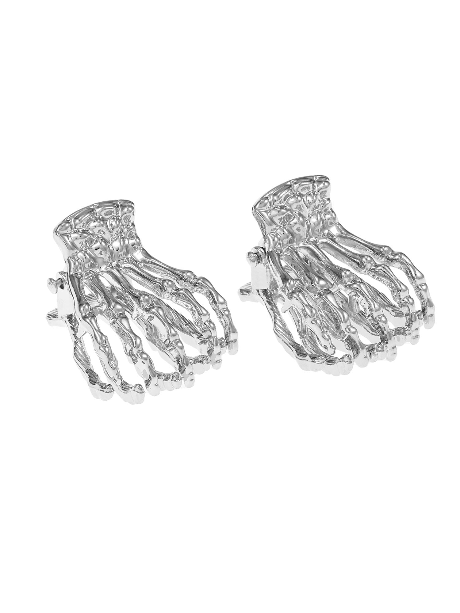 Way to Celebrate Skull Hand Silver Halloween Hair Clip Set, 2 Pieces