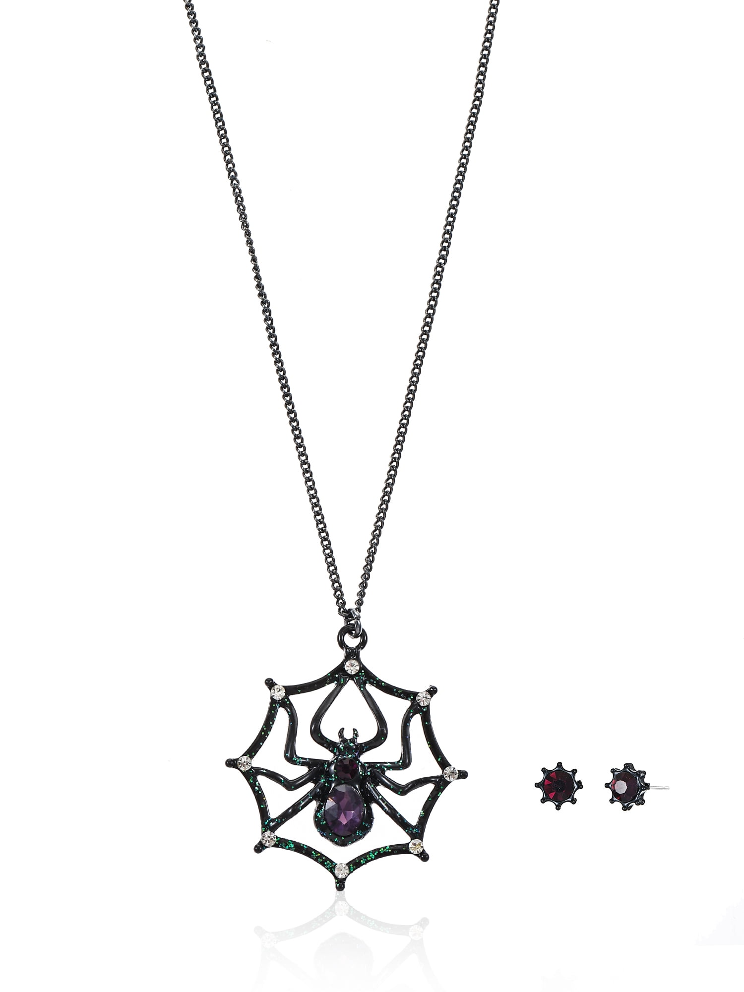Way to Celebrate Halloween Spider Pendant Necklace and Earrings, 1 Piece, 1 Pair