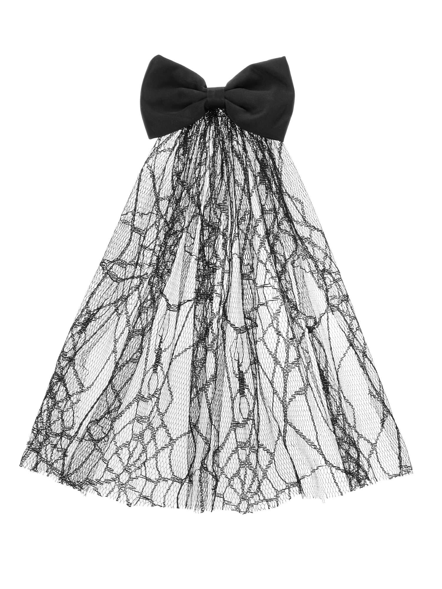 Way to Celebrate Halloween Spiderweb Lace Hair Bow, Black, 1 Piece, Alligator Hair Clip