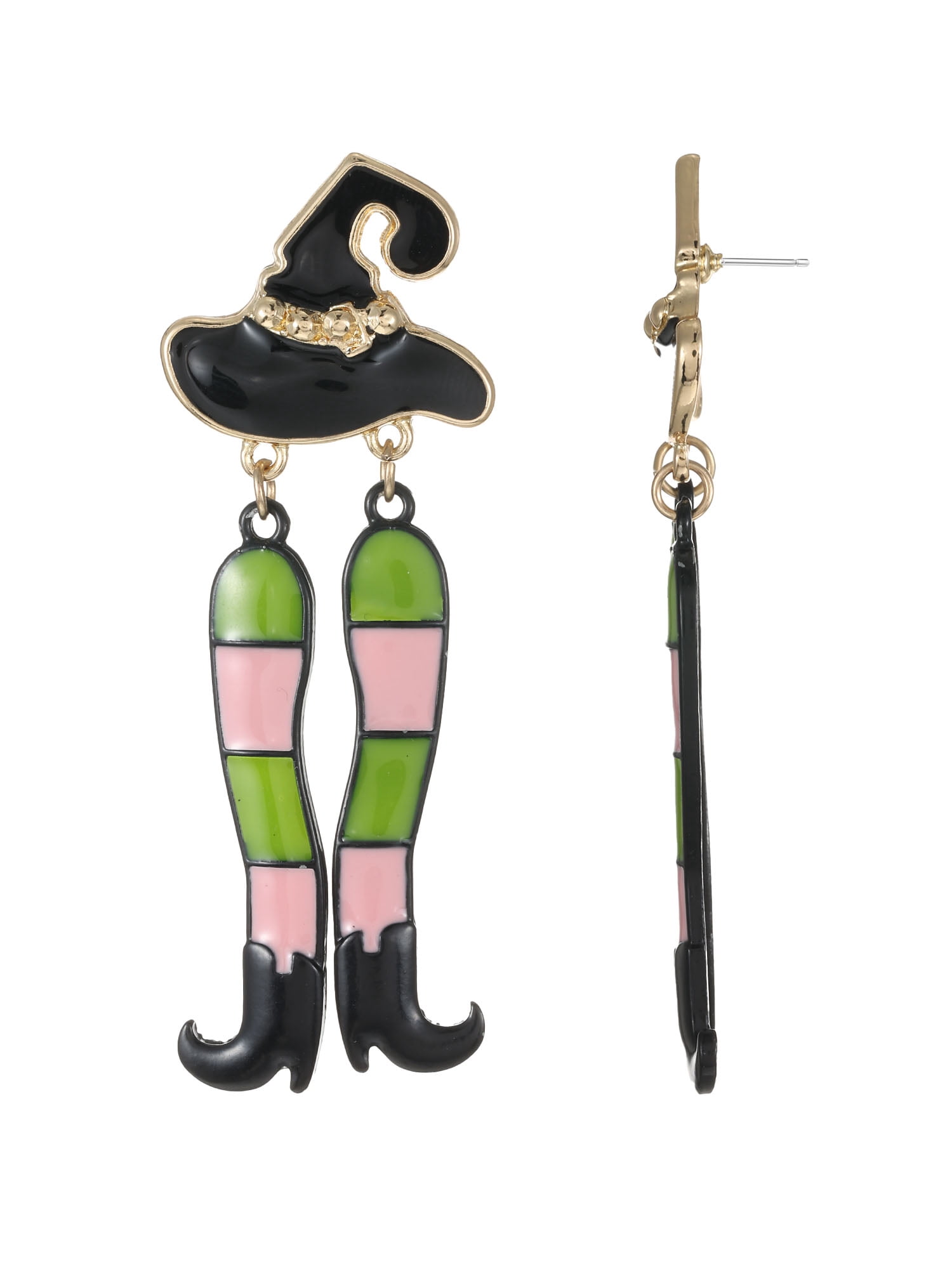 Way to Celebrate Striped Witch Halloween Dangle Earrings, 1 Pair