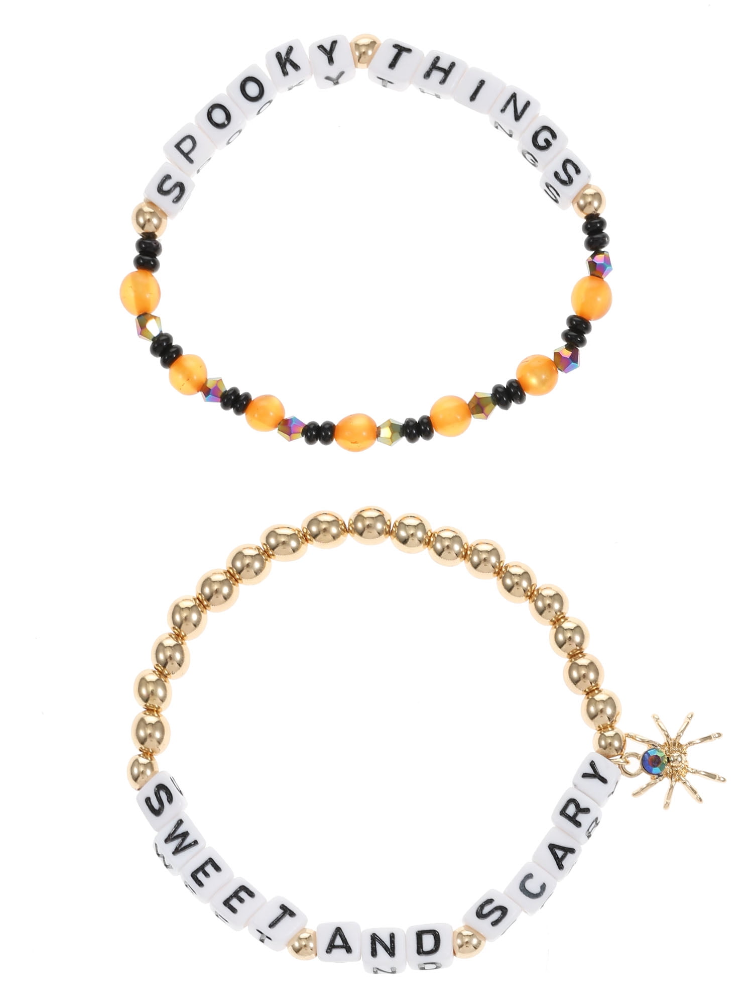 Way to Celebrate "Sweet and Scary" Halloween Beaded Stretch Bracelet Set, 2 Pieces