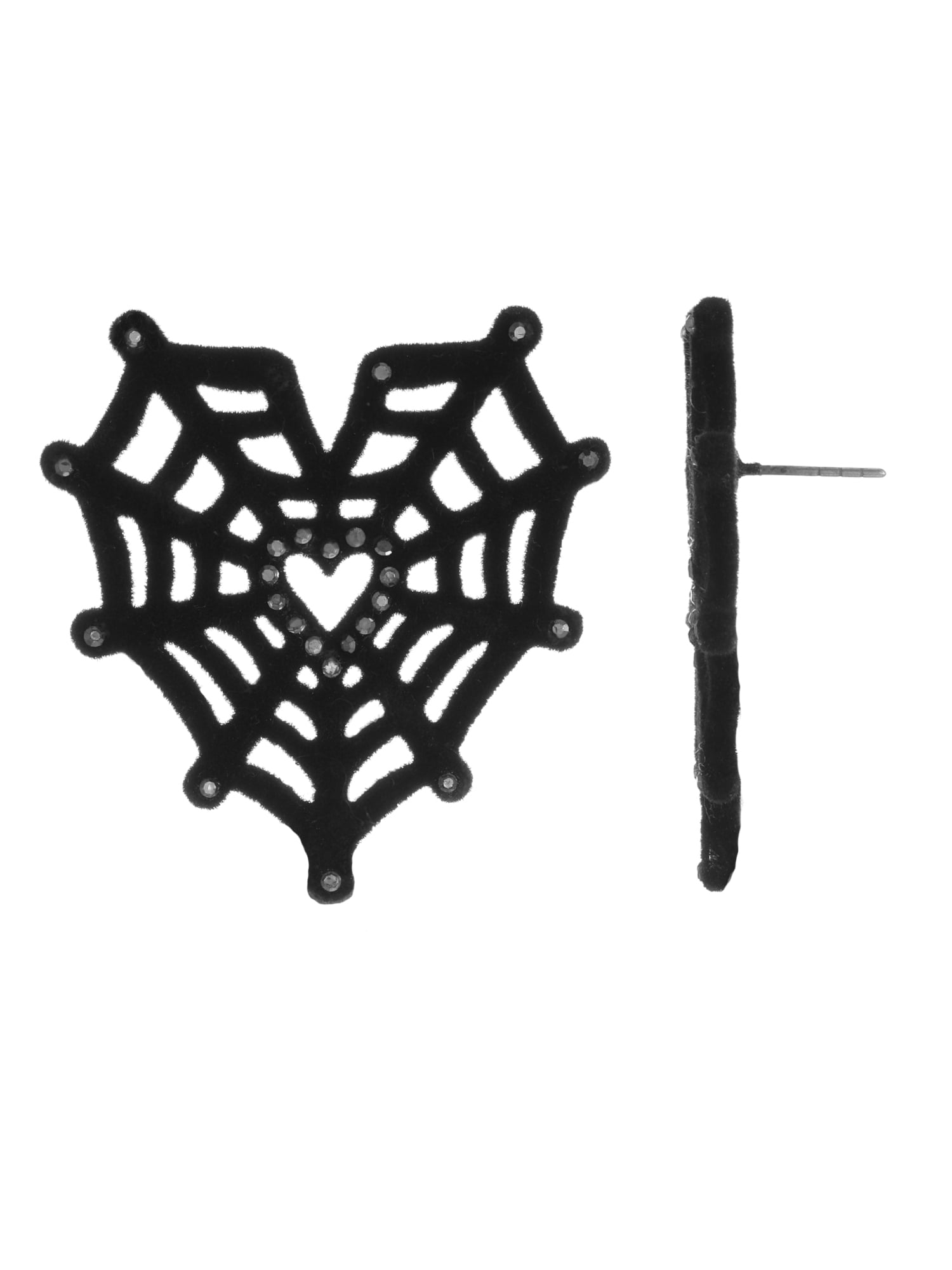 Way to Celebrate Velvet Heart Spiderweb Halloween Earrings, 1 Pair