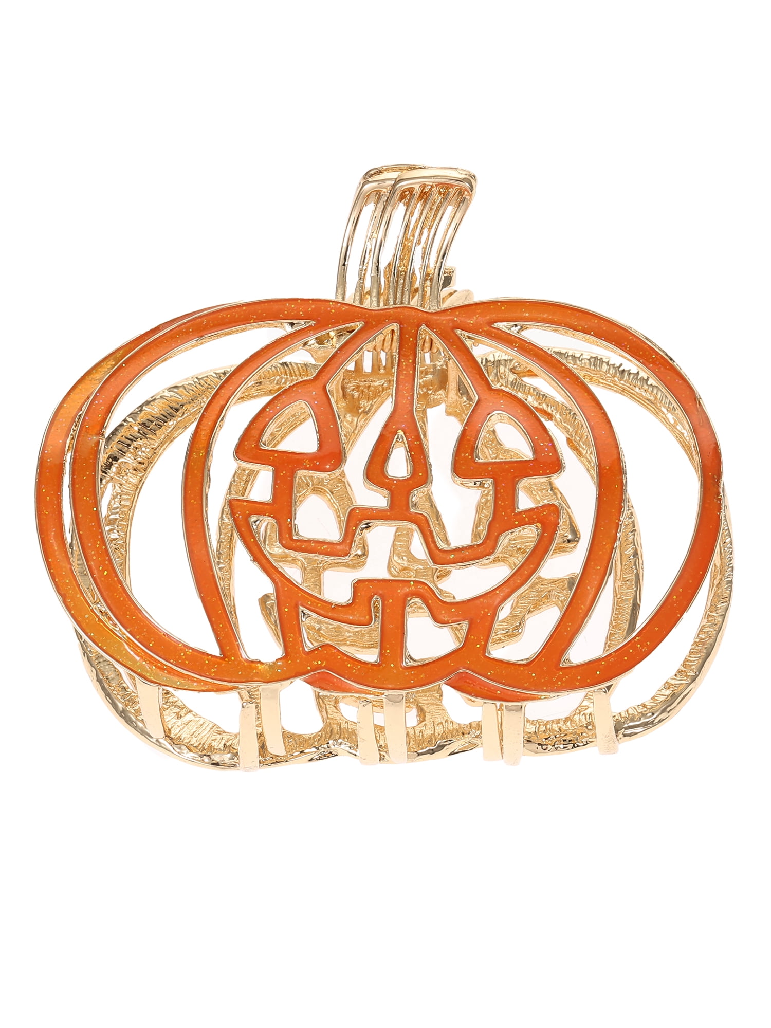 Way to Celebrate Halloween Women's Gold Metal Jack-O-Lantern Claw Clip, Multicolor, 1 Piece