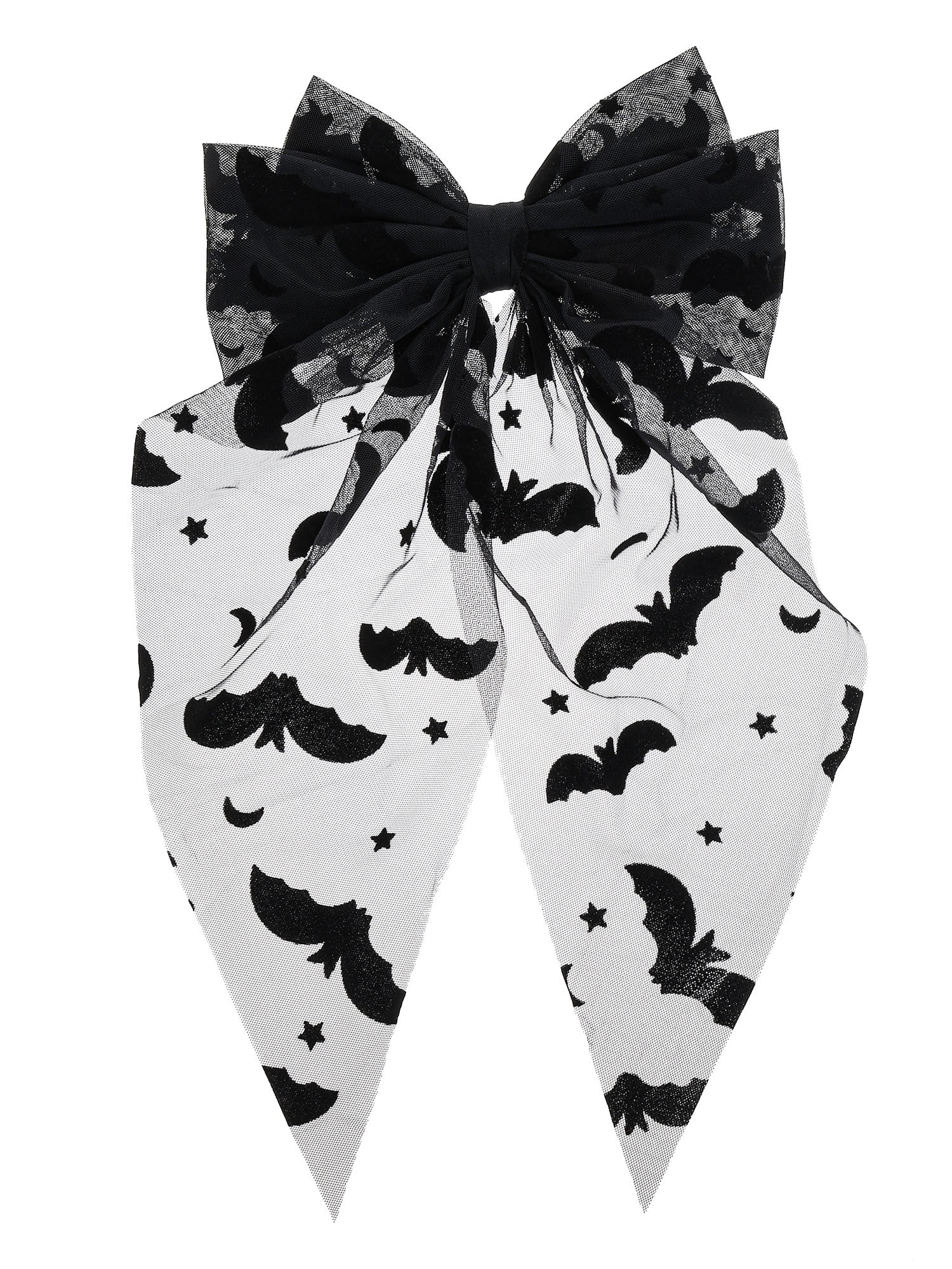 Way to Celebrate Halloween Women's Sheer Bat Hair Bow, Black, 1 Piece, Barrette Hair Clip