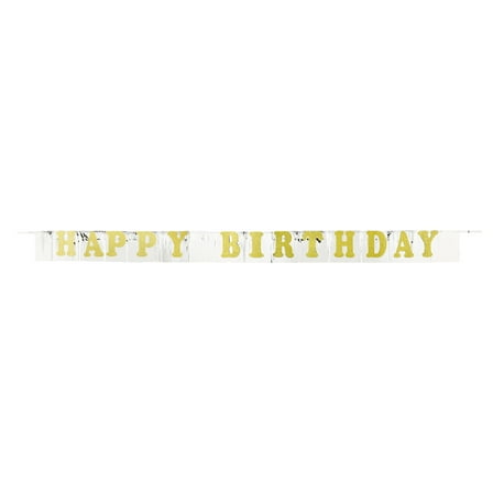 Gold Happy Birthday Foil Fringe Party Banner, 7', by Way To Celebrate