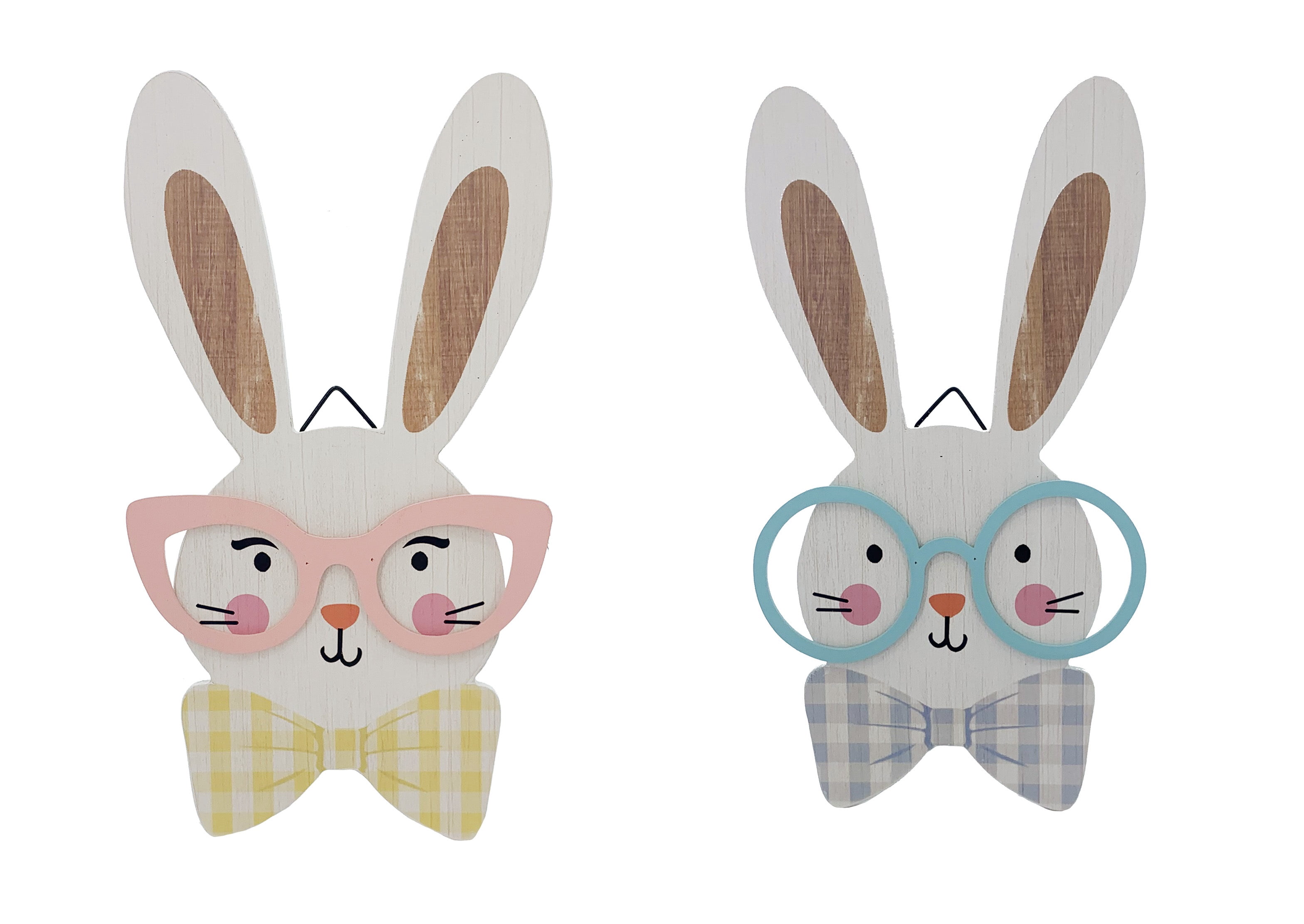 Way to Celebrate Hipster MDF Bunny Wall Hanger 15.75" Tall Decoration Assortment