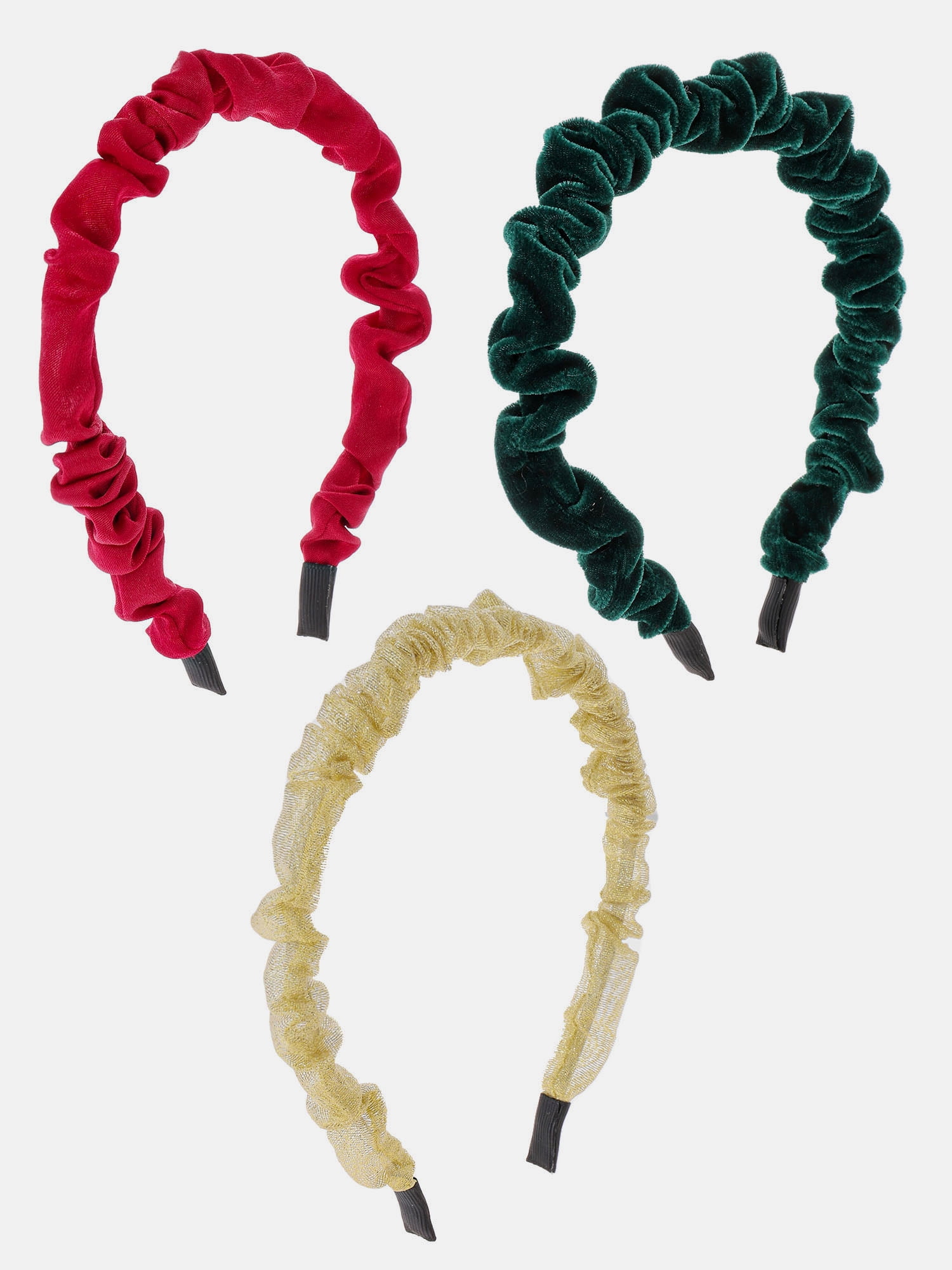 Way to Celebrate Holiday Women's Metallic Scru Headband Set