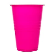 Way to Celebrate! Hot Pink Plastic Disposable Cups, 16 fl oz, 18ct