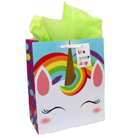 Way to Celebrate Large Happy Birthday Unicorn Gift Bag, 12" x 10" x 5"
