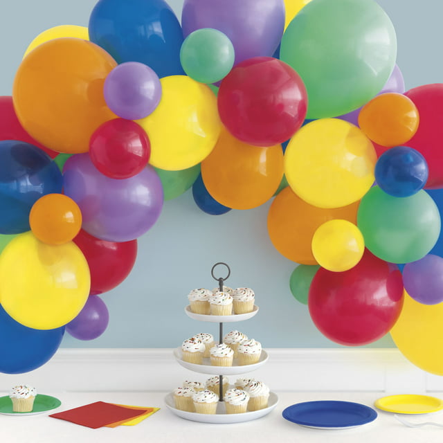 Way to Celebrate! Latex Balloon Arch Party Kit, Assorted Rainbow, 40pcs ...