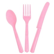 Way to Celebrate! Light Pink Plastic Cutlery Set for 8, 24pcs