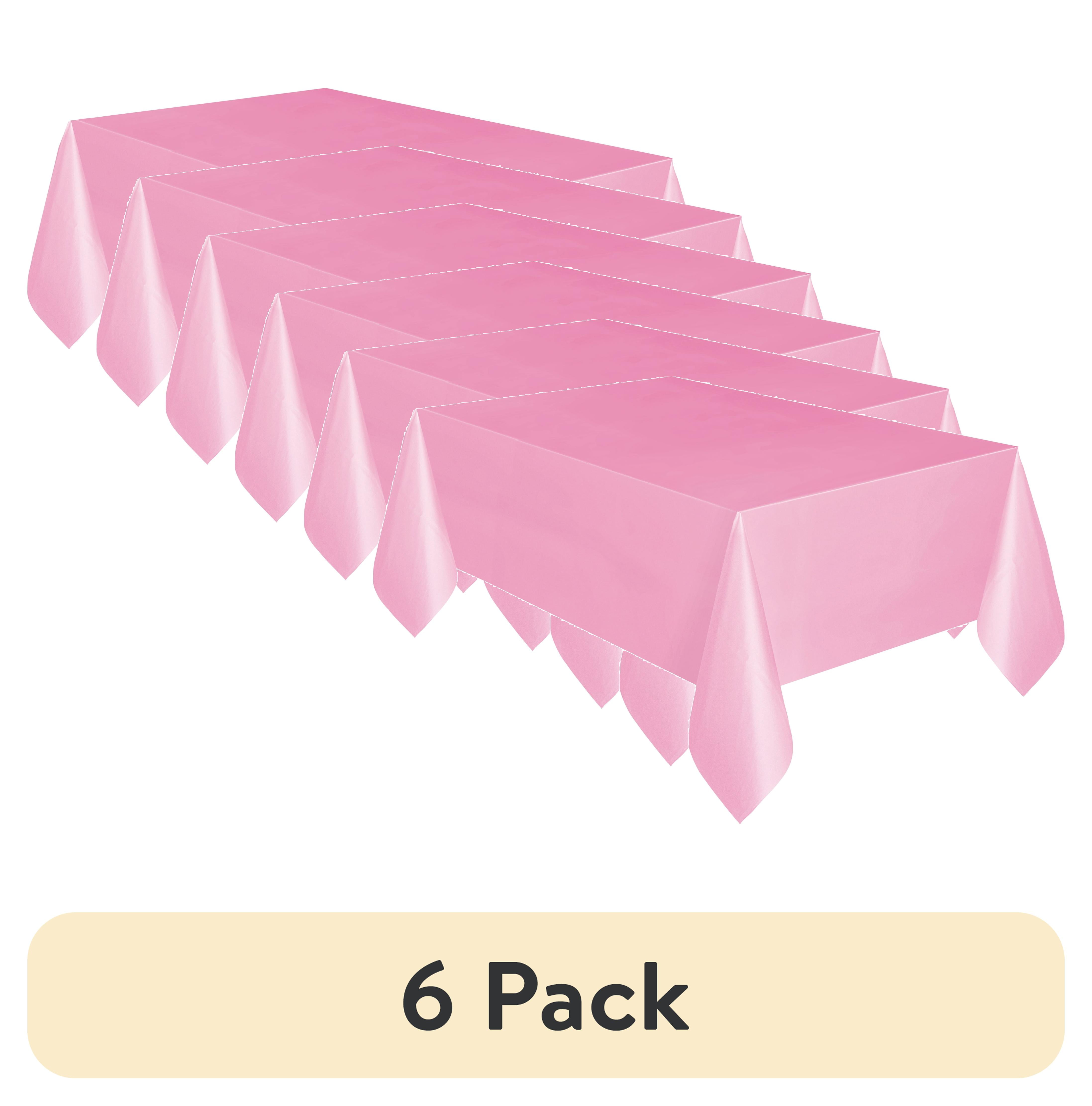 (6 pack) Rectangular 54" x 108" Light Pink Plastic Table Cover, by Way To Celebrate