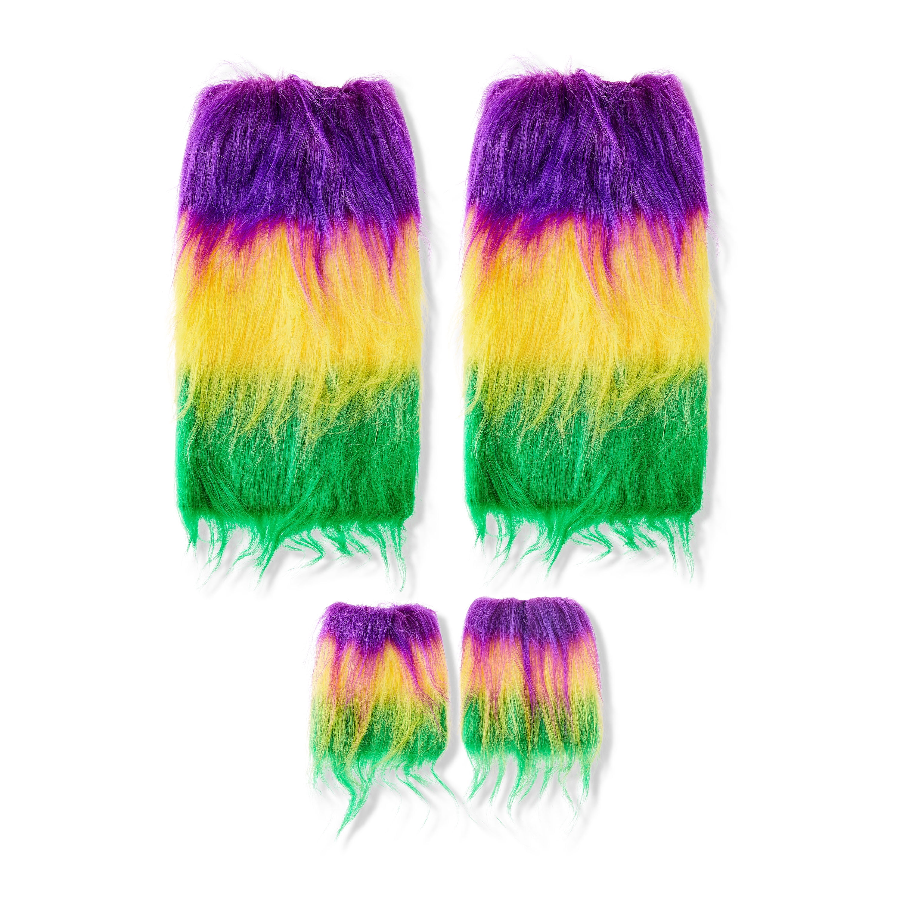 Mardi Gras Faux Fur Leg Warmers and Wristlets Costume Accessories, 4 Pieces, by Way To Celebrate