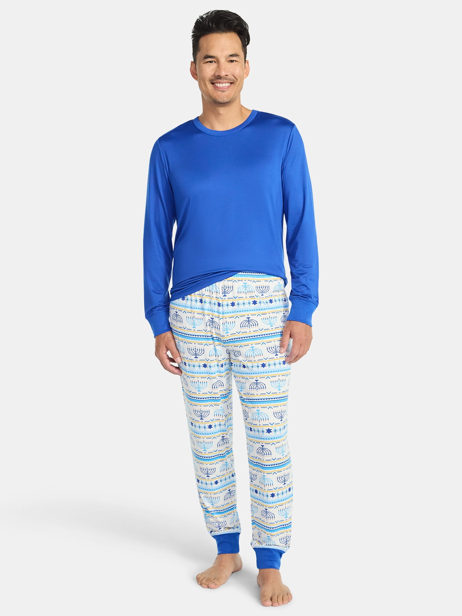 Hanukkah Men's and Big Men's Matching Family Pajamas Set from Way to Celebrate, 2-Piece, Sizes S-3XL