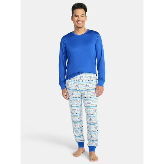 Hanukkah Men's and Big Men's Matching Family Pajamas Set from Way to Celebrate, 2-Piece, Sizes S-3XL