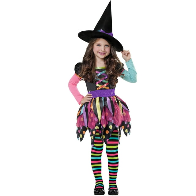 Way to Celebrate Missmatch Witch Girl's Halloween Fancy-Dress Costume ...