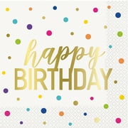 Way to Celebrate! Multicolor Cake Time "Happy Birthday" Paper Luncheon Napkins, 6.5in, 16ct
