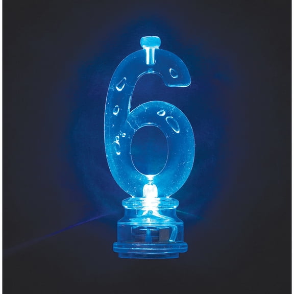Multicolor Number 6 Flashing Birthday Candle Holder and Candles Set, 5 Pieces, by Way To Celebrate