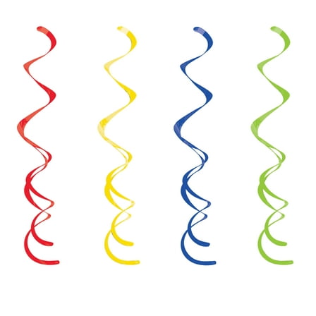 (6 pack) Multicolor Foil Dizzy Danglers Hanging Decoration, 4 Count, 26", by Way to Celebrate