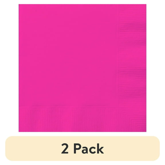 (2 pack) 6.5" x 6.5" Disposable Neon Pink Paper Napkins, 24 Count, by Way To Celebrate