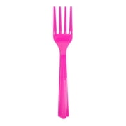 Way to Celebrate! Neon Pink Plastic Forks, 24ct