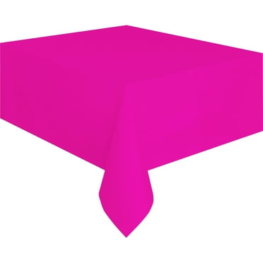 Rectangular 54" x 108" Neon Pink Plastic Table Cover, by Way To Celebrate