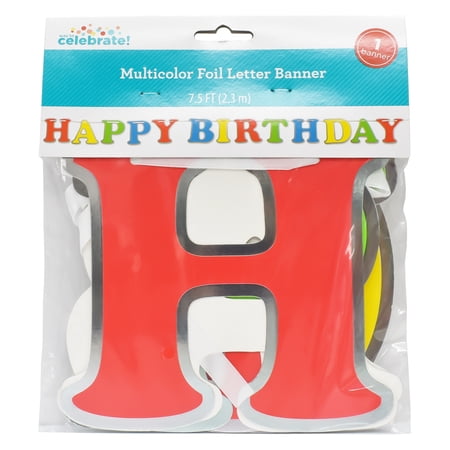 Way to Celebrate Party Multi Color Paper "Happy Birthday" Letter Banner
