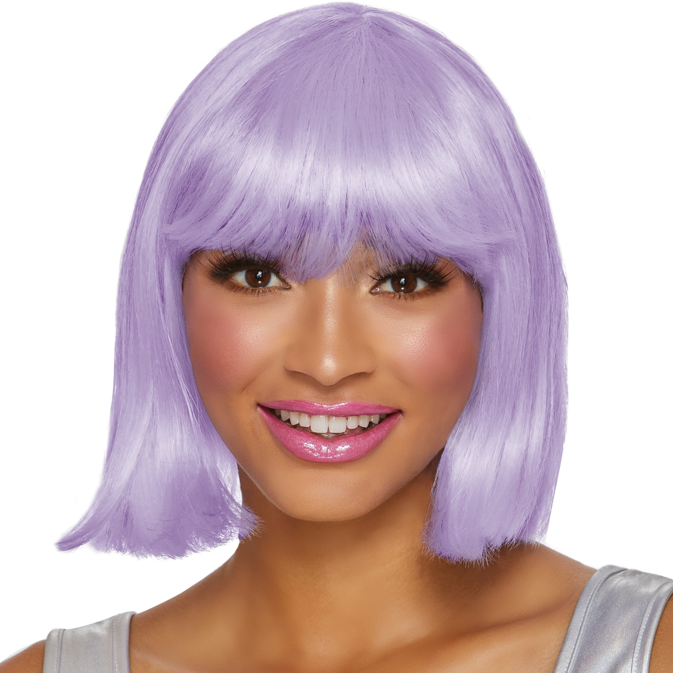 Way to Celebrate Pastel Purple Short Bob Wig Adult Women s Halloween Accessory Walmart