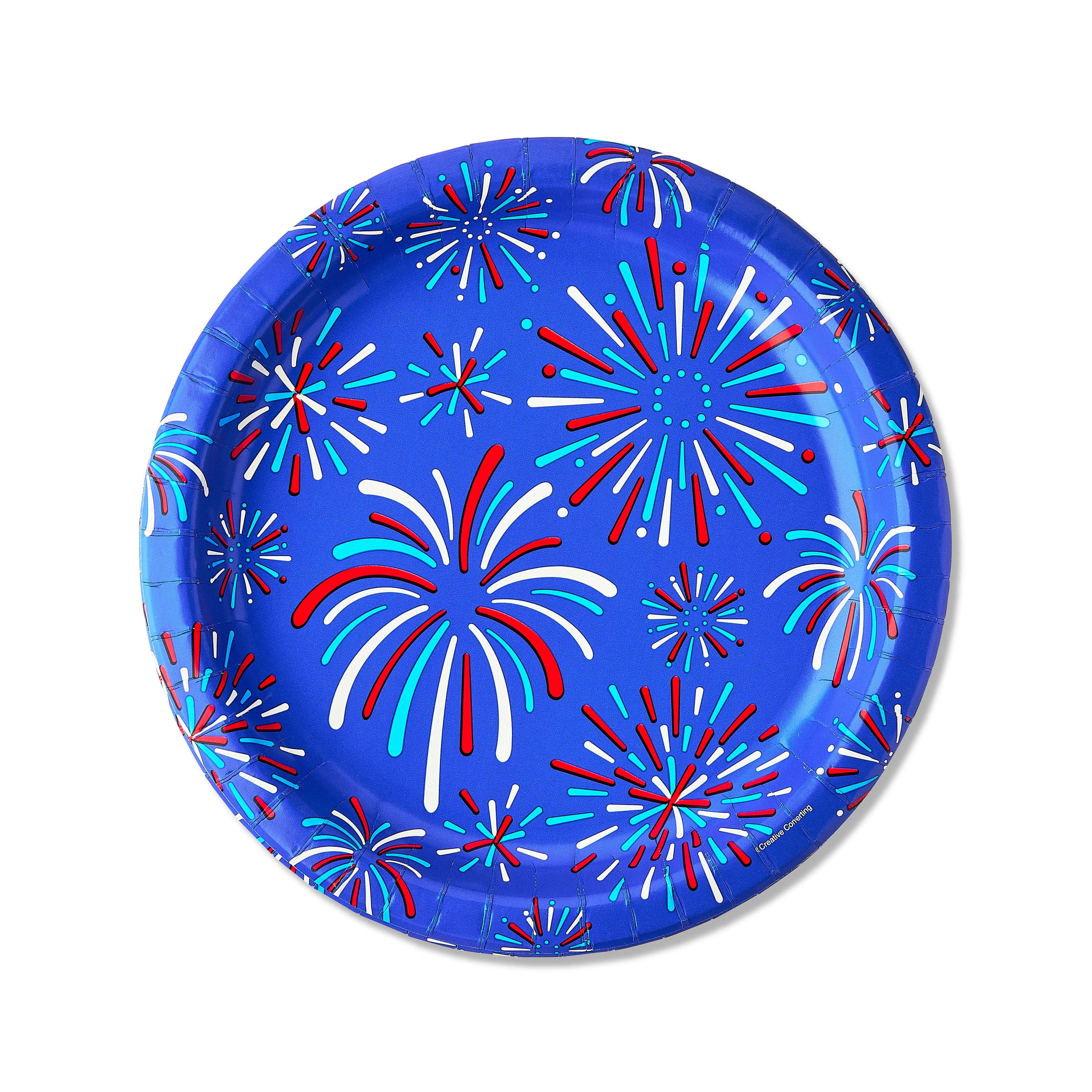 Patriotic Fireworks Disposable Paper Plates, 10", Red/White/Blue, 8 Count, by Way To Celebrate
