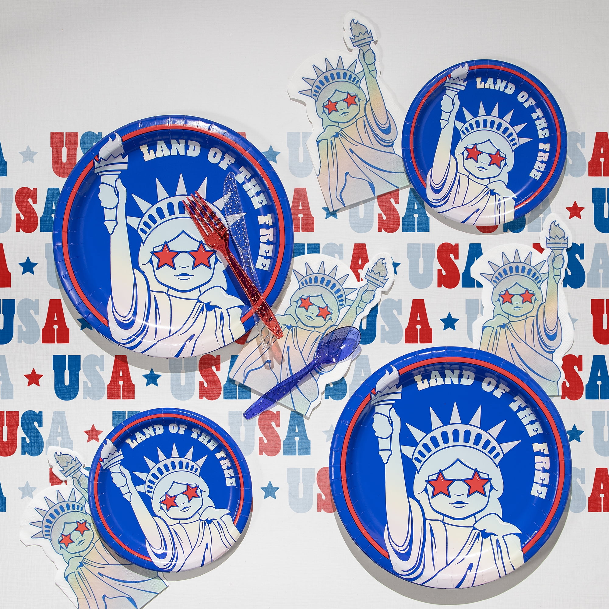 4th of July, Patriotic Statue of Liberty Disposable Paper Plates, 6.5", Blue, 8 Count, by Way To Celebrate