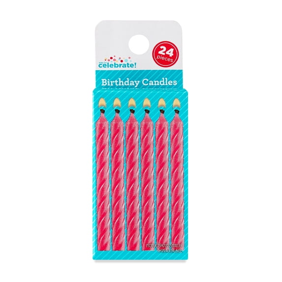 Pink Spiral Birthday Candles, 24 Count, by Way To Celebrate