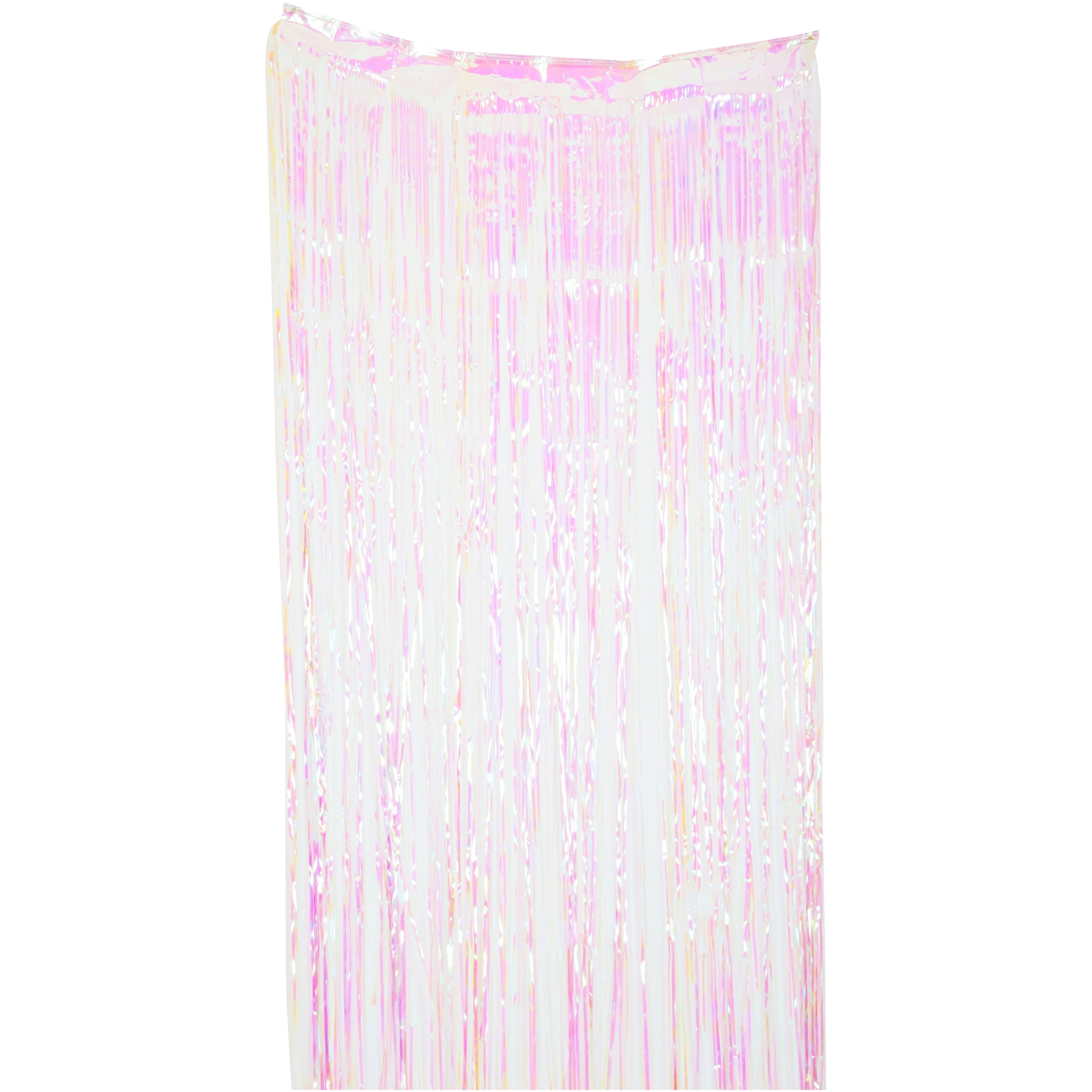 Way to Celebrate Pink and Yellow Iridescent Foil Fringe Door Curtain Party Decoration, 1 Ct, 36" x 96"