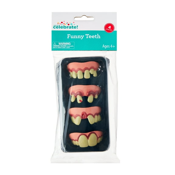 Way to Celebrate Plastic Halloween Funny Teeth Party Favors, 4 Pieces