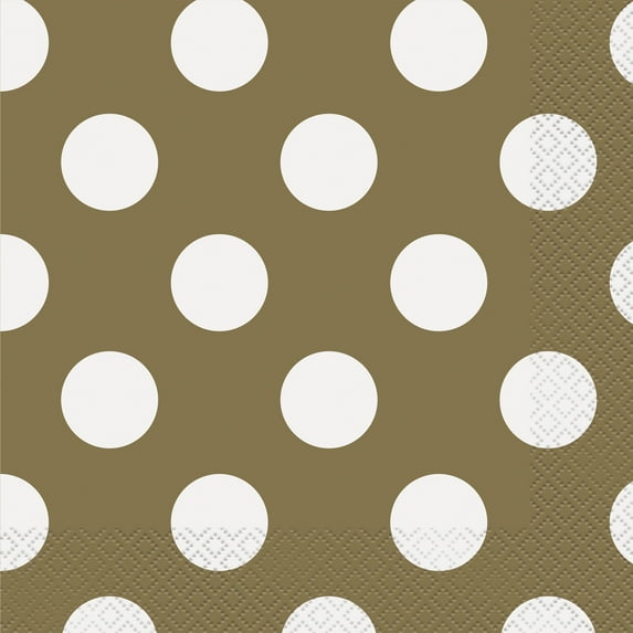 Way to Celebrate! Polka Dot Paper Luncheon Napkins, 6.5 in, Gold, 45ct