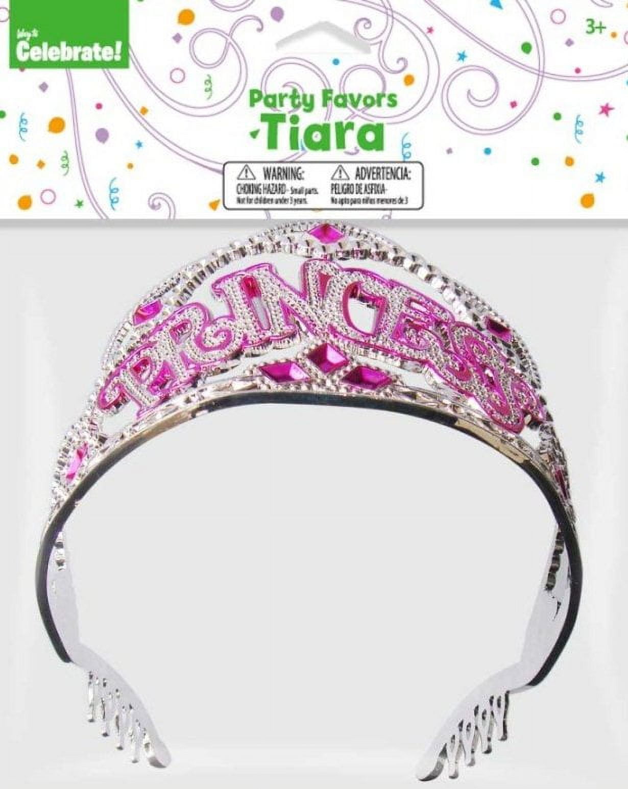 Way to Celebrate Princess Tiara - Girl Fun Crown for Birthday Parties and Play - Pink & Silver