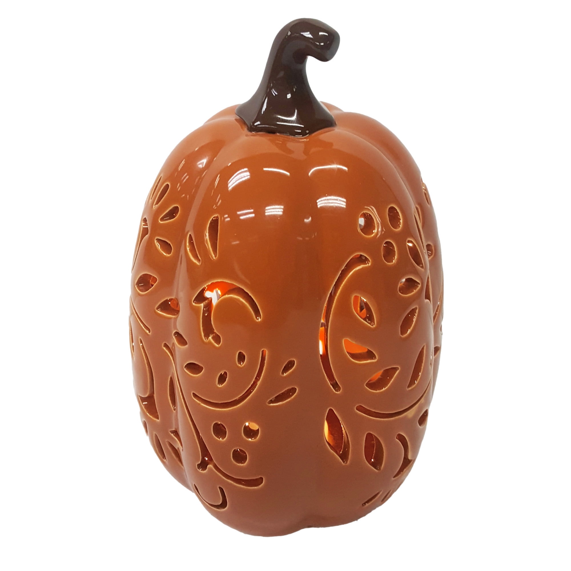 Way to Celebrate Pumpkin Candle Holder with LED Light, Fall Decor