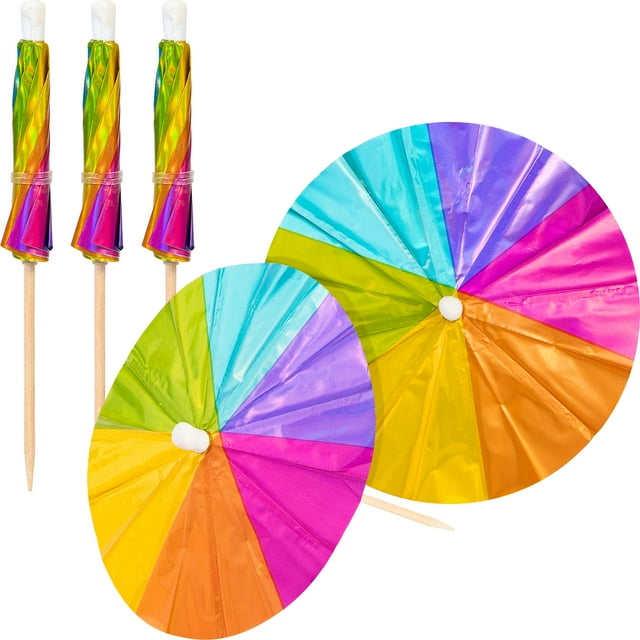 Way to Celebrate Rainbow Umbrella Picks, 25 Count