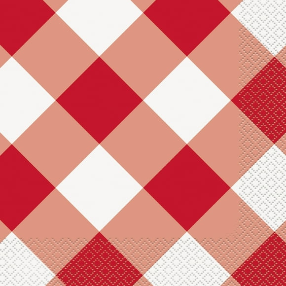 6.5" x 6.5" Disposable Red Buffalo Plaid Paper Napkins, 20 Count, by Way To Celebrate