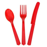 Disposable Plastic Cutlery, Red, 24 Pieces, by Way To Celebrate