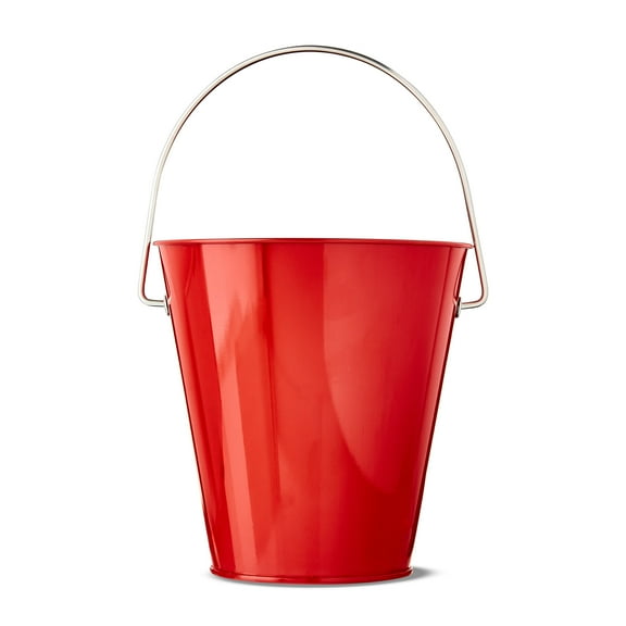Red Tin Pail with Handle, 4.6", by Way To Celebrate