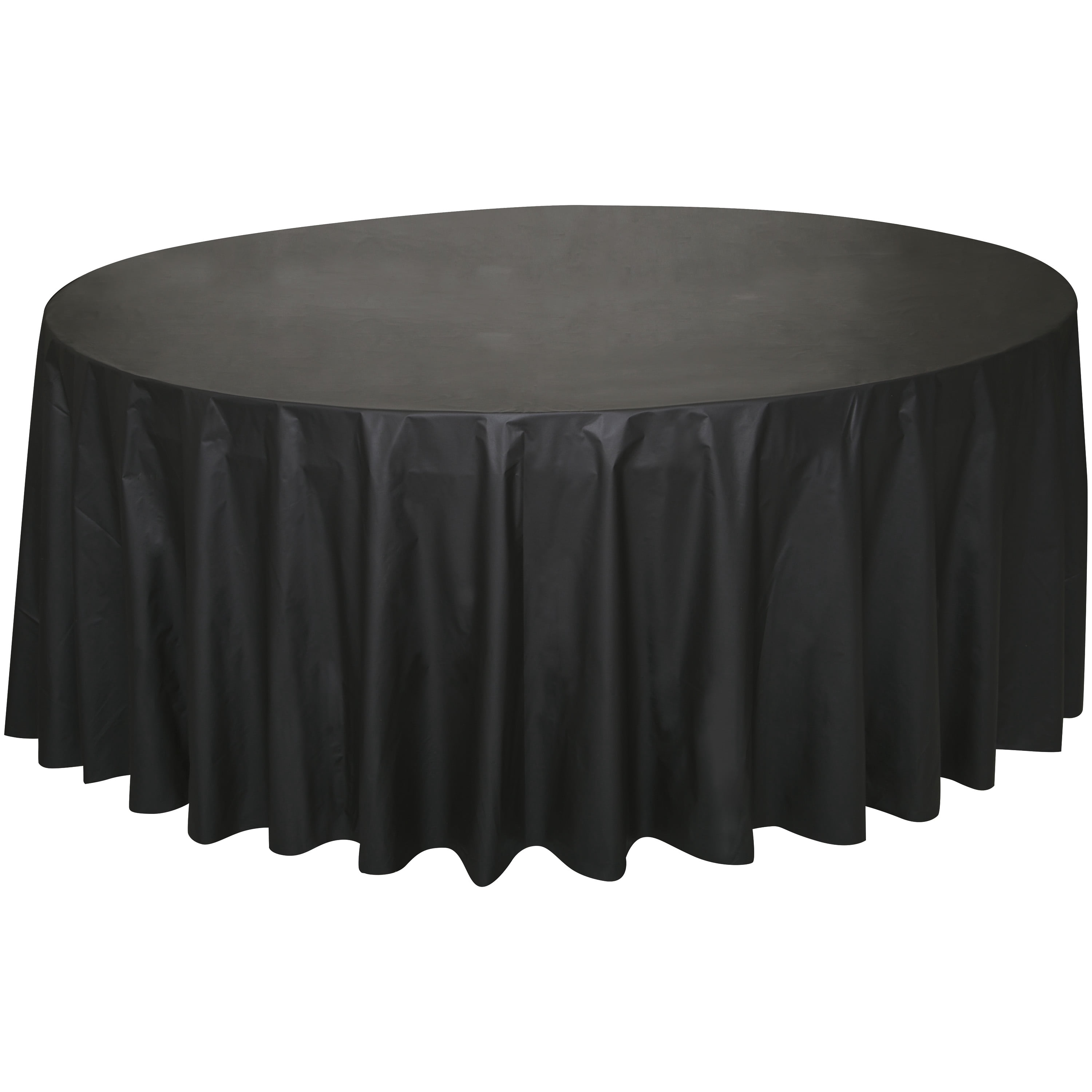 1CT 84IN Black Round Plastic Table Cover by Way To Celebrate