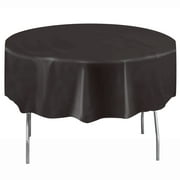 Way to Celebrate! Round Black Plastic Tablecloth, 84ct