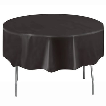 Round 84" Black Plastic Table Cover, by Way To Celebrate