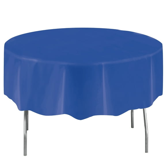 Round 84" Blue Plastic Table Cover, by Way To Celebrate