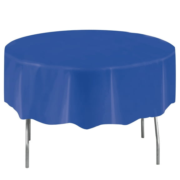 Round 84" Blue Plastic Table Cover, by Way To Celebrate