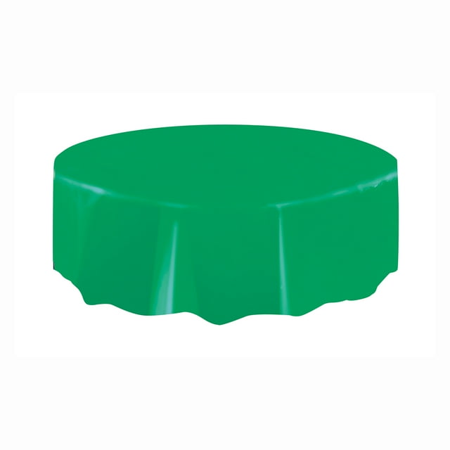 Way to Celebrate! Round Green Plastic Tablecloth, 84in