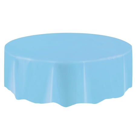 1 Count 84IN Light Blue Round Plastic Table Cover by Way To Celebrate