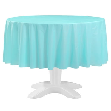 Round 84" Light Blue Plastic Table Cover, by Way To Celebrate