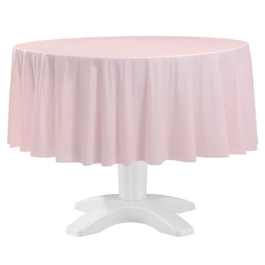 Round 84" Light Pink Plastic Table Cover, by Way To Celebrate